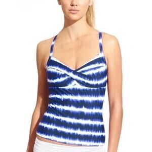 Athleta Blue and White Tie-Dye Bikini